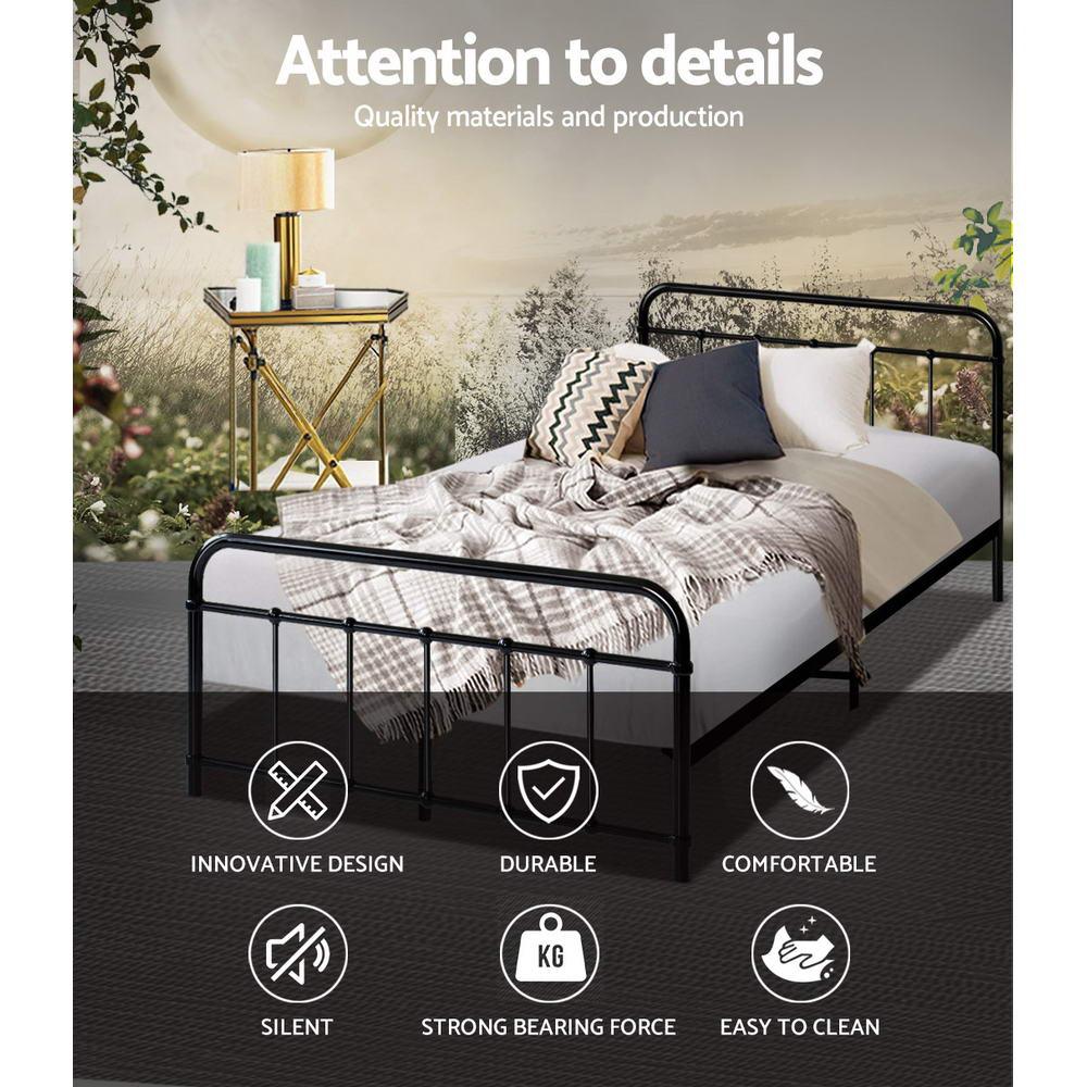 Buy Artiss Bed Frame Metal Frames LEO - King Single(Black) discounted | Products On Sale Australia