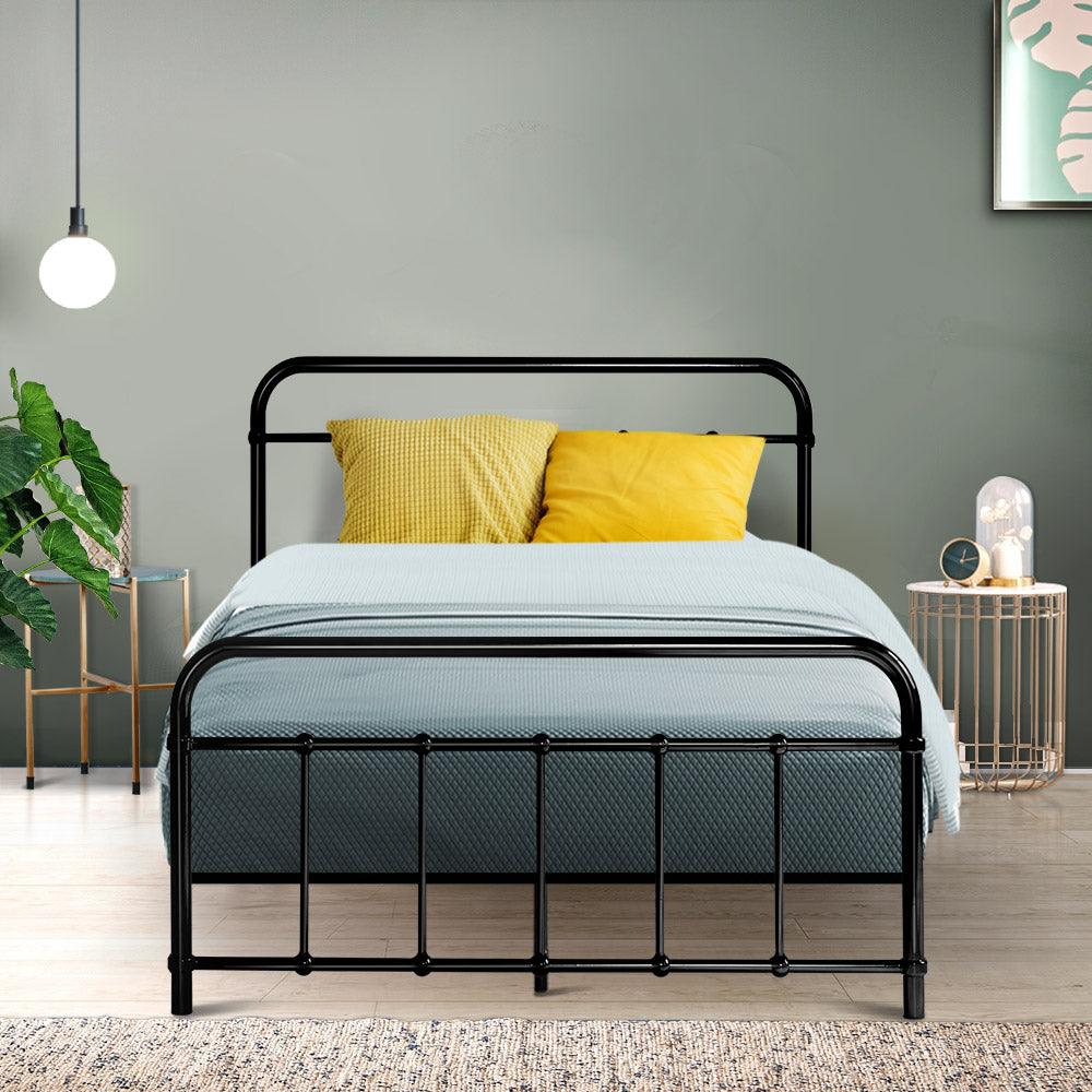 Buy Artiss Bed Frame Metal Frames LEO - King Single(Black) discounted | Products On Sale Australia