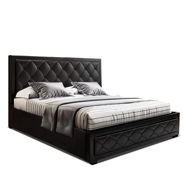 Buy Artiss Bed Frame Queen Size Gas Lift Black TIYO | Products On Sale Australia
