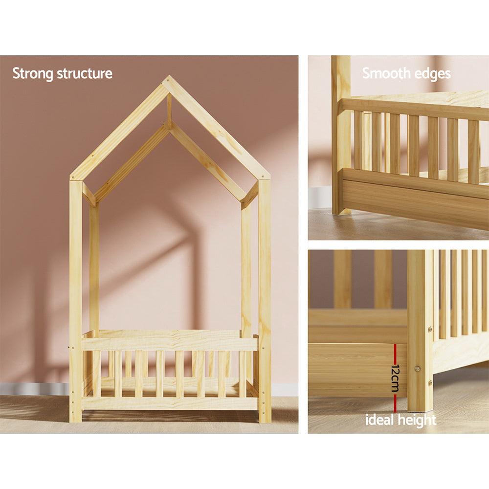Artiss Bed Frame Wooden Kids House Frame Oak ROCK Products On Sale Australia | Furniture > Bedroom Category