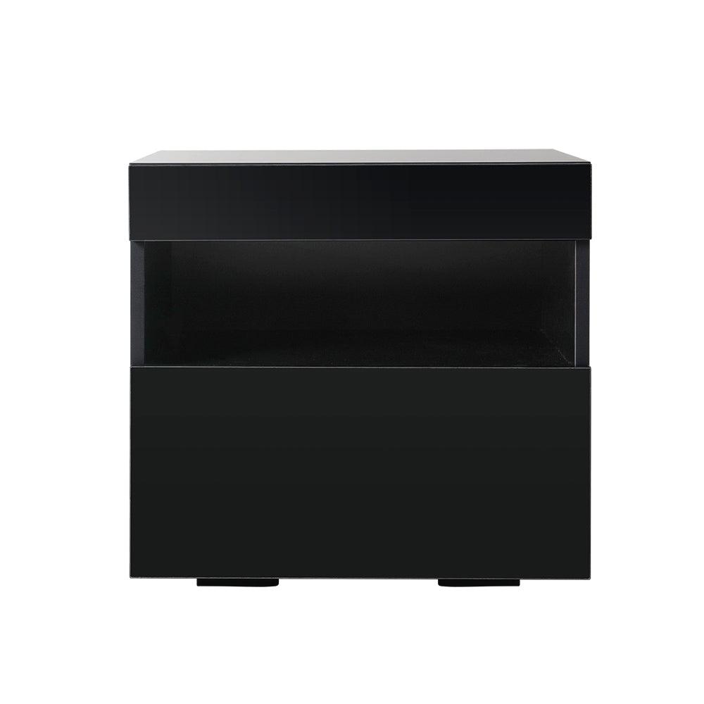 Buy Artiss Bedside Table LED - HERES Black discounted | Products On Sale Australia