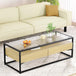 Buy Artiss Coffee Table 2 Drawers Glass Tabletop Pine discounted | Products On Sale Australia