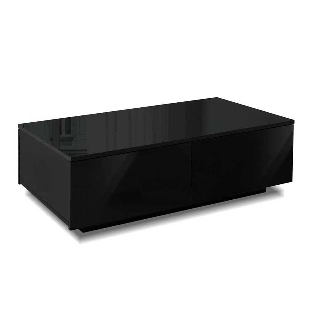 Buy Artiss Coffee Table 4 Drawers Black Trevi discounted | Products On Sale Australia