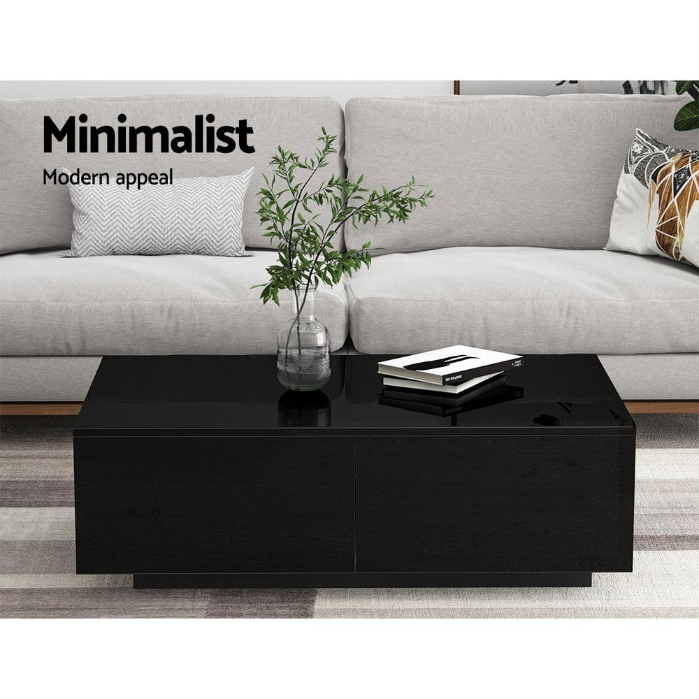 Buy Artiss Coffee Table 4 Drawers Black Trevi discounted | Products On Sale Australia