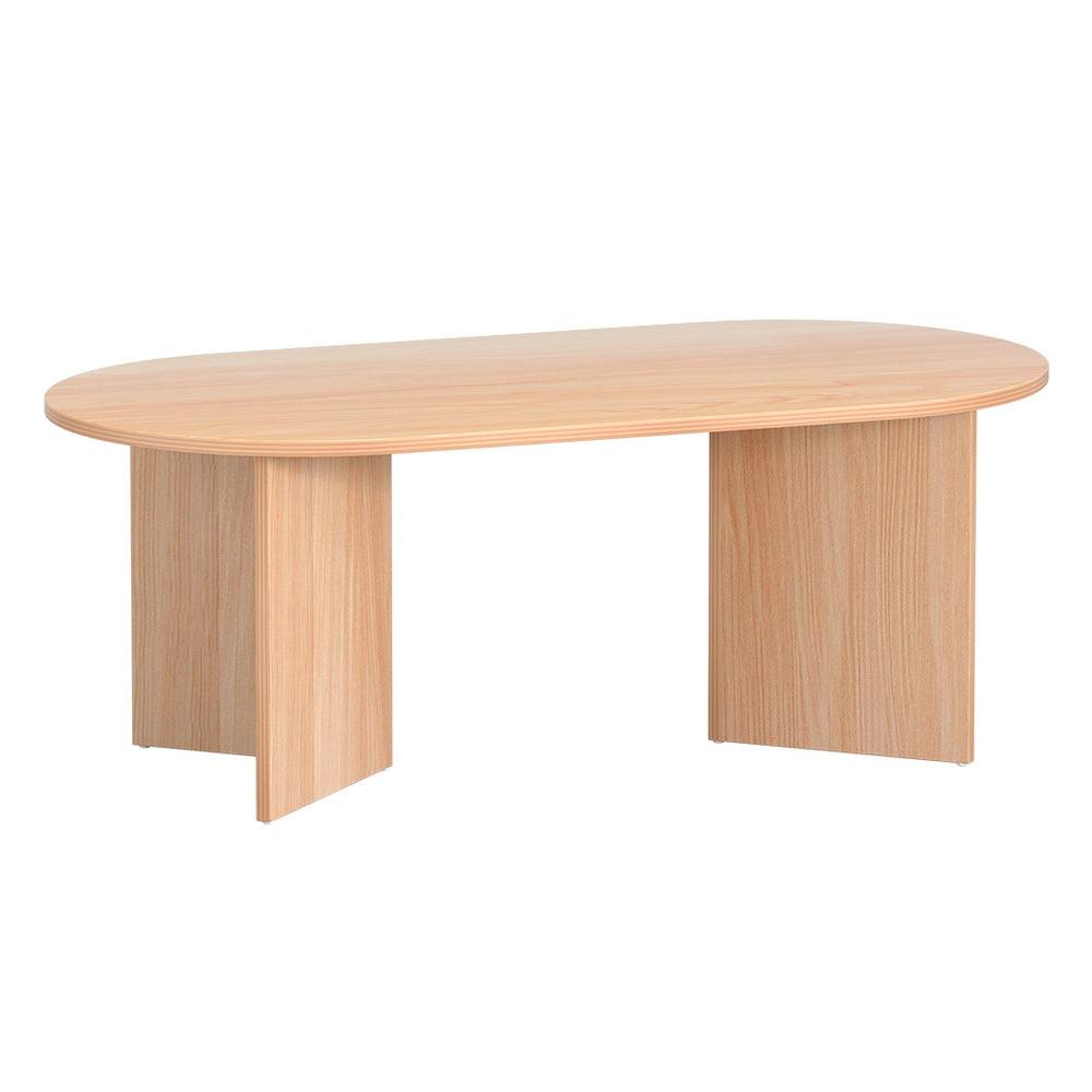 Buy Artiss Coffee Table Oval 110CM Pine Alva discounted | Products On Sale Australia