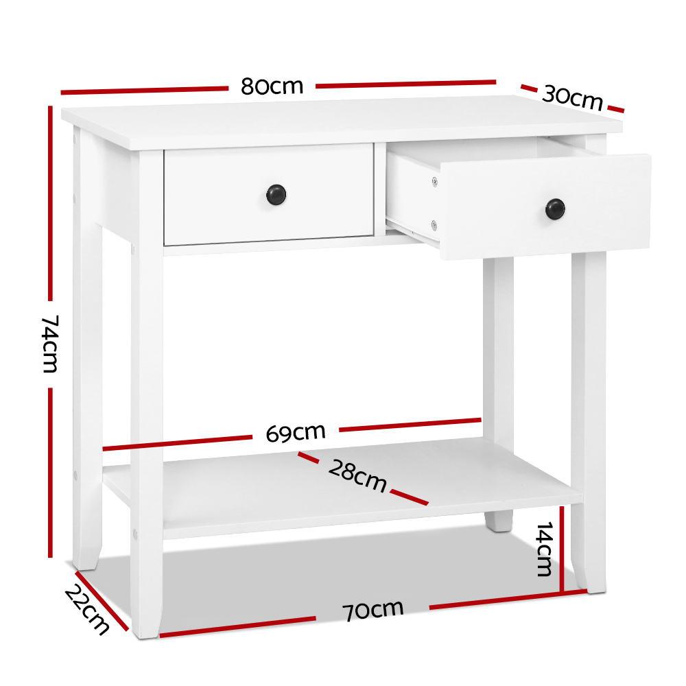 Buy Artiss Console Table 2 Drawers 80CM White Chole discounted | Products On Sale Australia