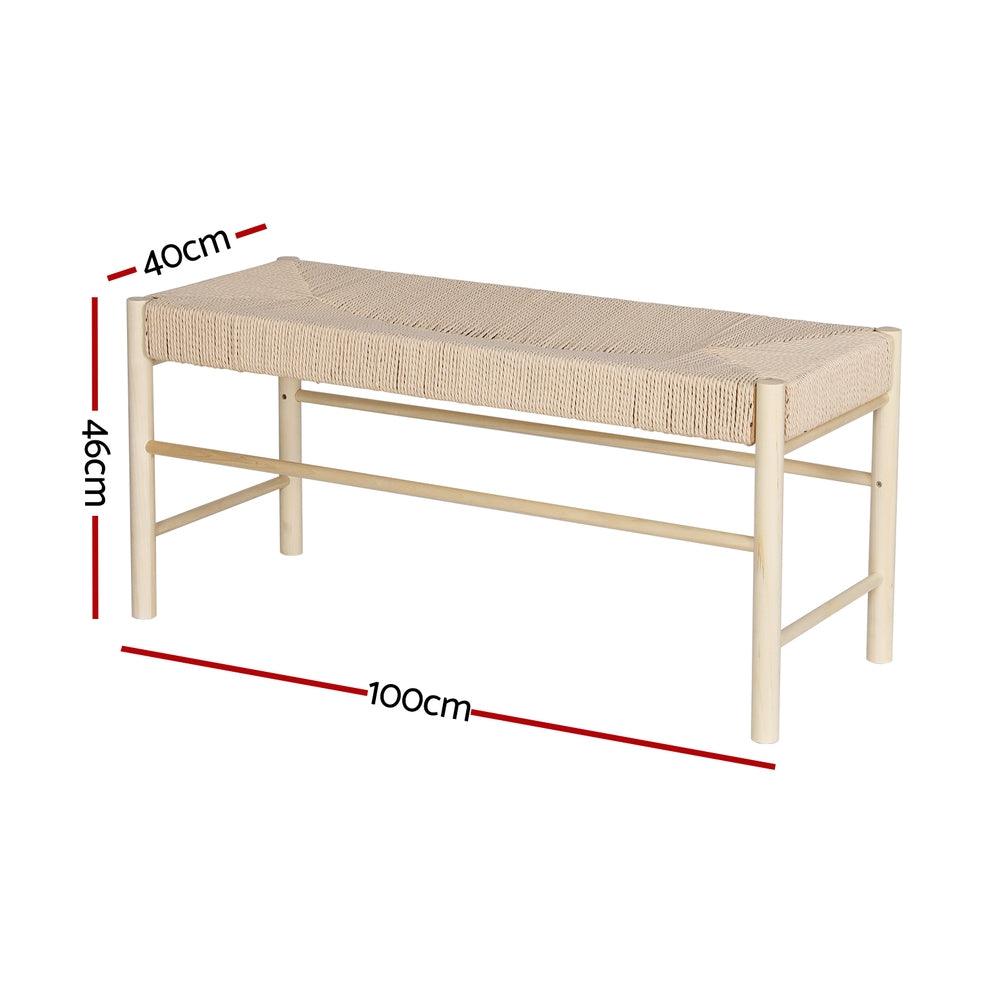 Buy Artiss Dining Bench Paper Rope Seat Wooden Chair 100cm discounted | Products On Sale Australia
