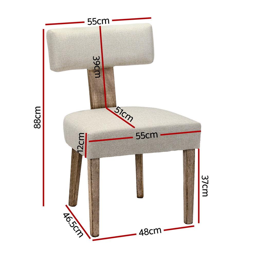 Buy Artiss Dining Chairs Set of 2 Linen Fabric Wooden Beige discounted | Products On Sale Australia