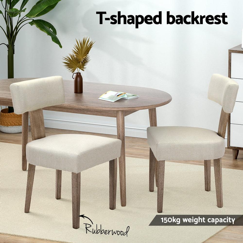 Buy Artiss Dining Chairs Set of 2 Linen Fabric Wooden Beige discounted | Products On Sale Australia