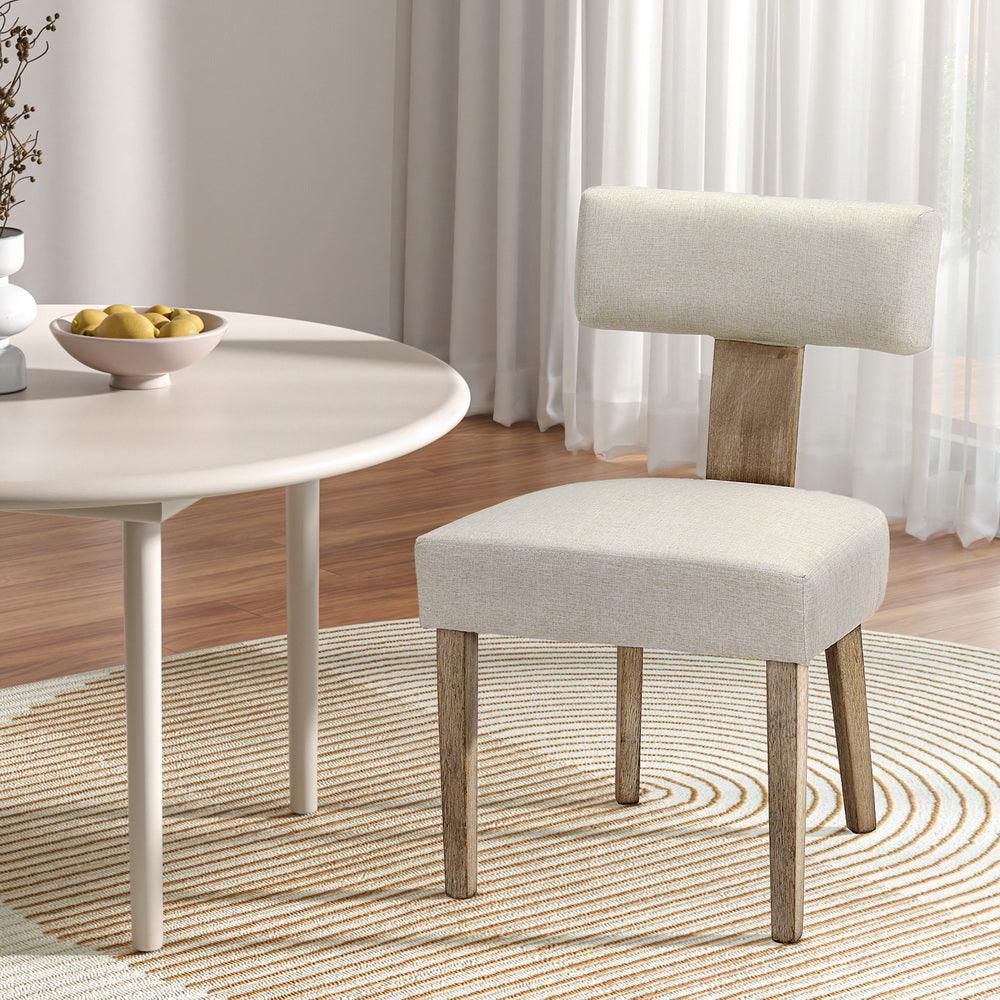 Buy Artiss Dining Chairs Set of 2 Linen Fabric Wooden Beige discounted | Products On Sale Australia