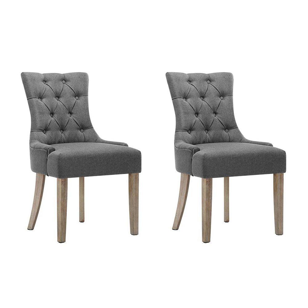 Buy Artiss Dining Chairs Set of 2 Linen French Provincial Grey discounted | Products On Sale Australia