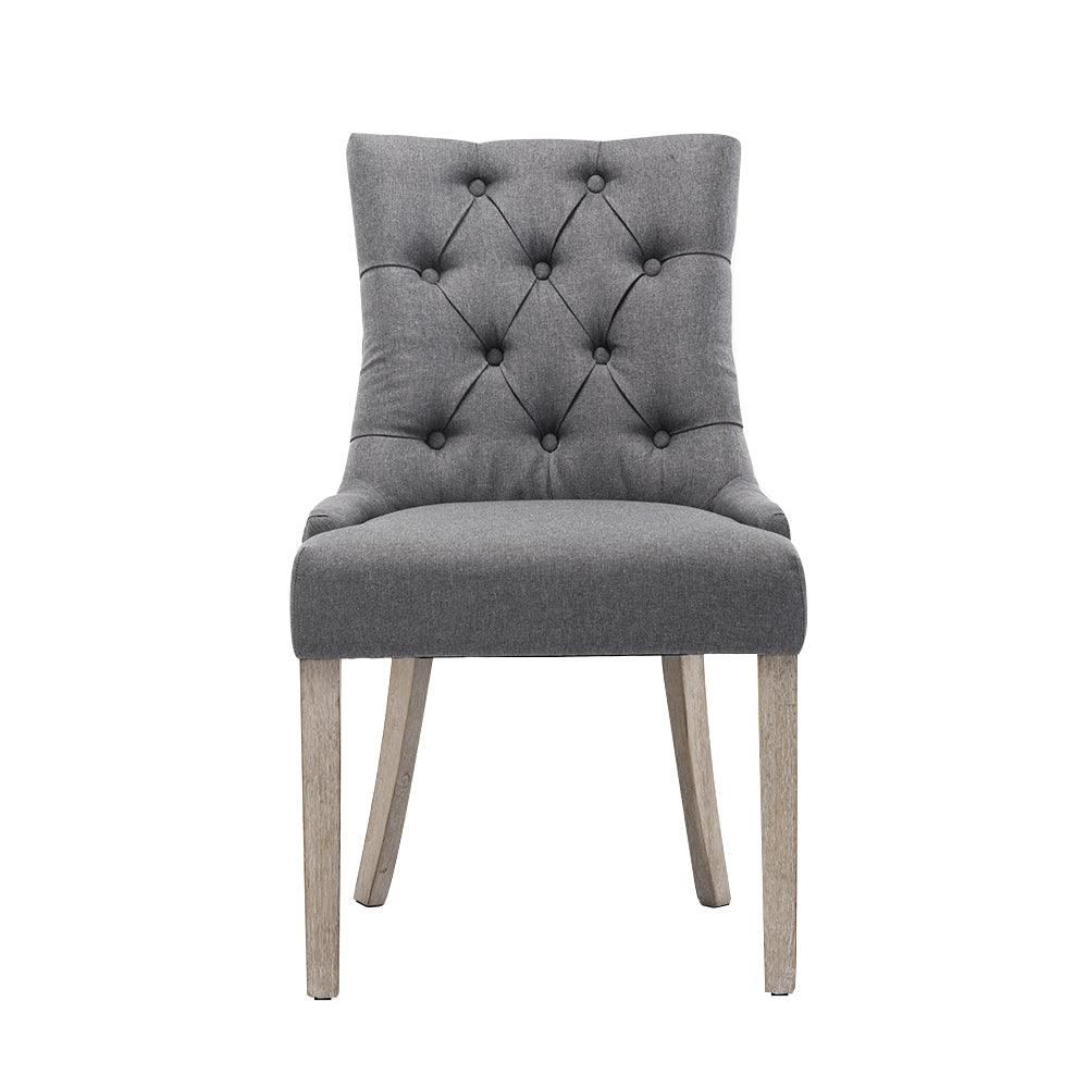 Buy Artiss Dining Chairs Set of 2 Linen French Provincial Grey discounted | Products On Sale Australia