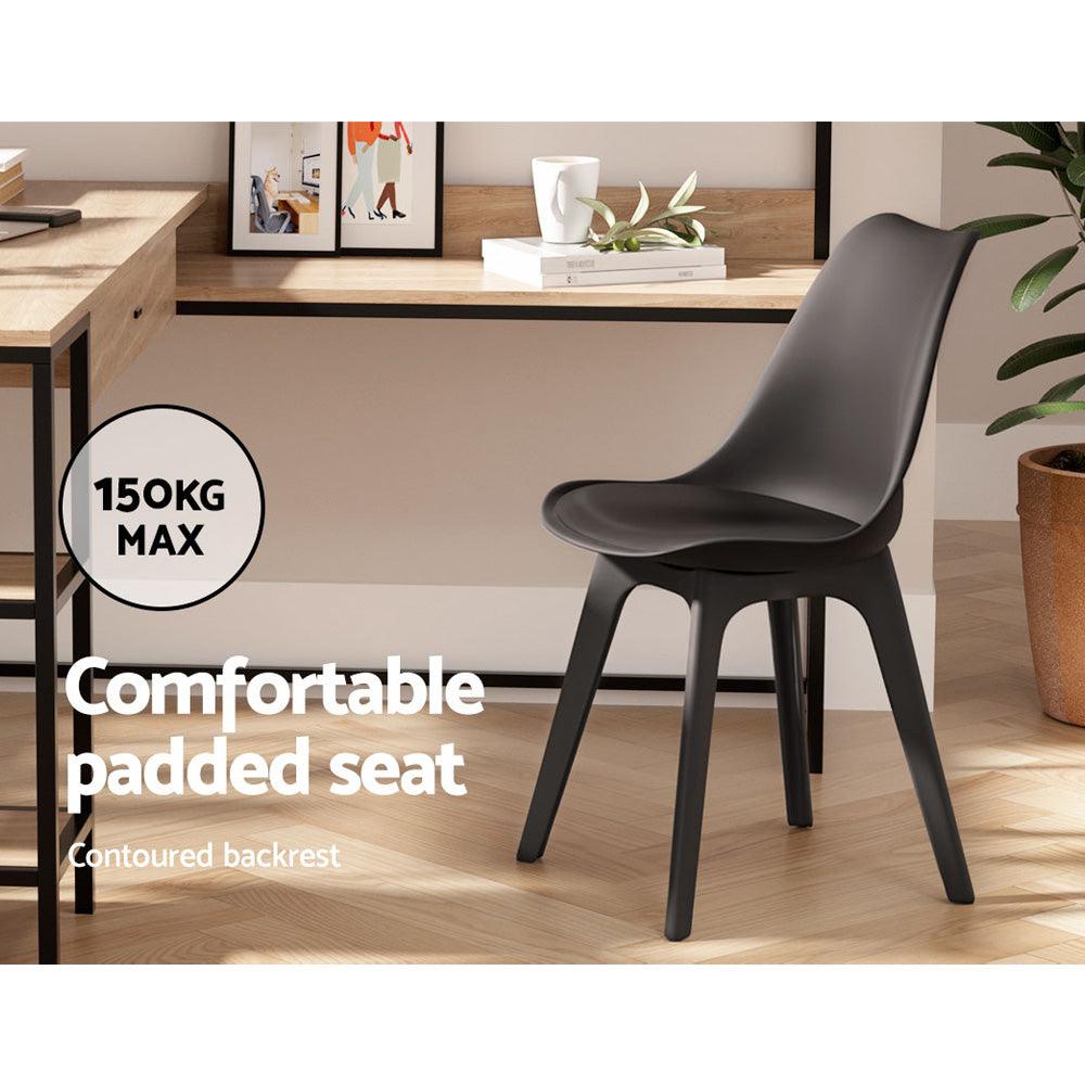 Buy Artiss Dining Chairs Set of 4 Leather Plastic DSW Replica Black discounted | Products On Sale Australia