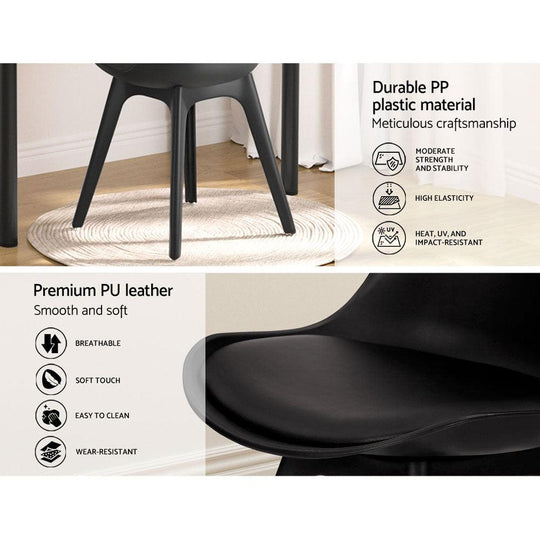 Buy Artiss Dining Chairs Set of 4 Leather Plastic DSW Replica Black discounted | Products On Sale Australia