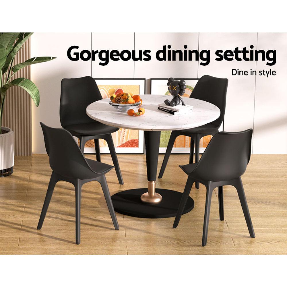 Buy Artiss Dining Chairs Set of 4 Leather Plastic DSW Replica Black discounted | Products On Sale Australia