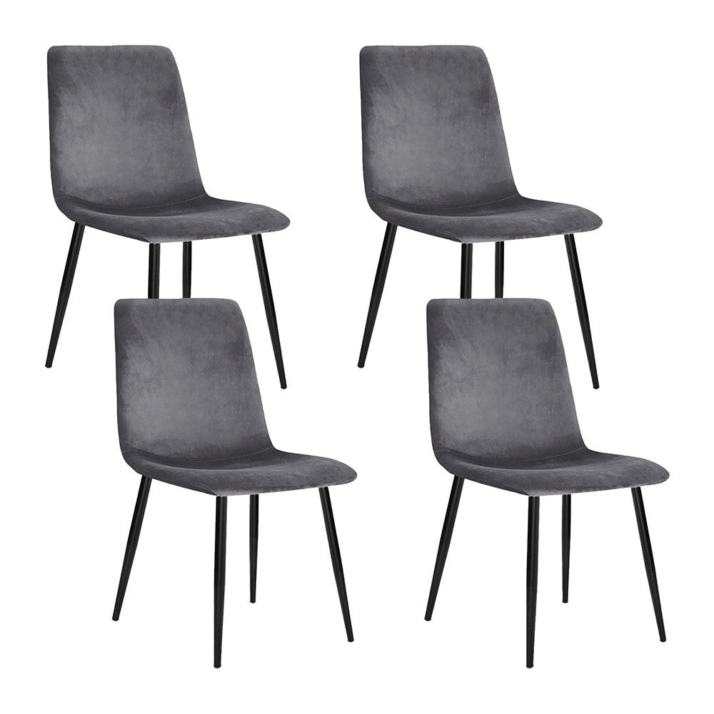 Buy Artiss Dining Chairs Set of 4 Velvet Horizontal Slope Grey discounted | Products On Sale Australia