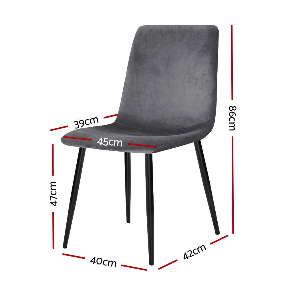 Buy Artiss Dining Chairs Set of 4 Velvet Horizontal Slope Grey discounted | Products On Sale Australia