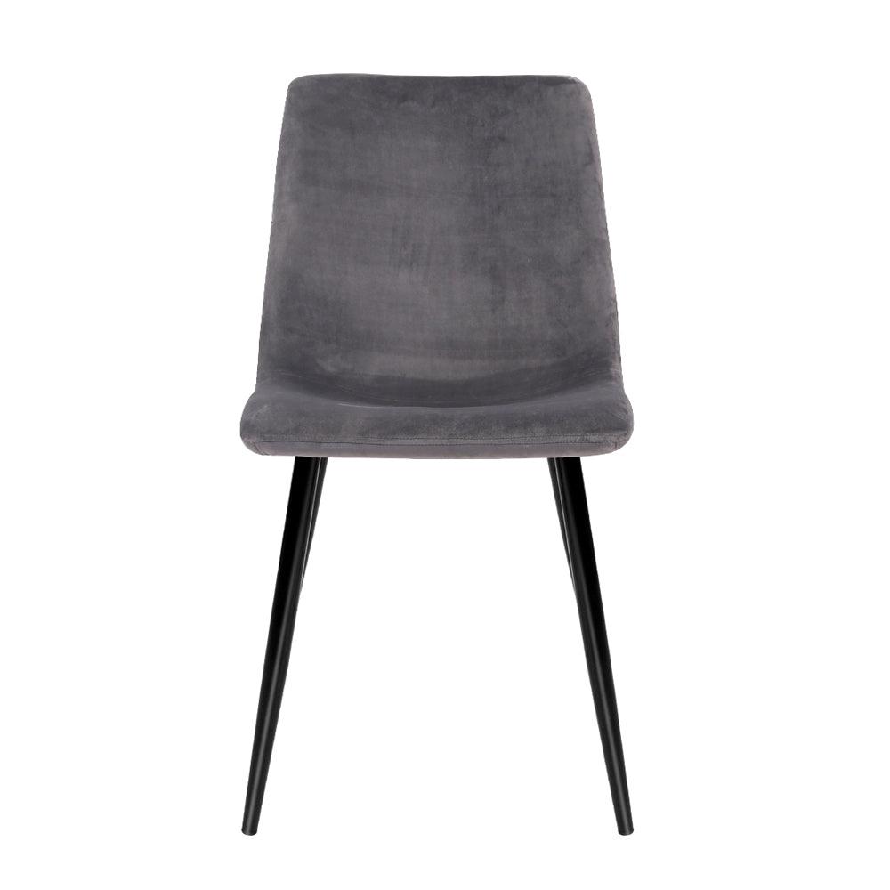 Buy Artiss Dining Chairs Set of 4 Velvet Horizontal Slope Grey discounted | Products On Sale Australia