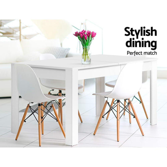 Buy Artiss Dining Table Rectangular 4 Seater 120CM White Natu discounted | Products On Sale Australia