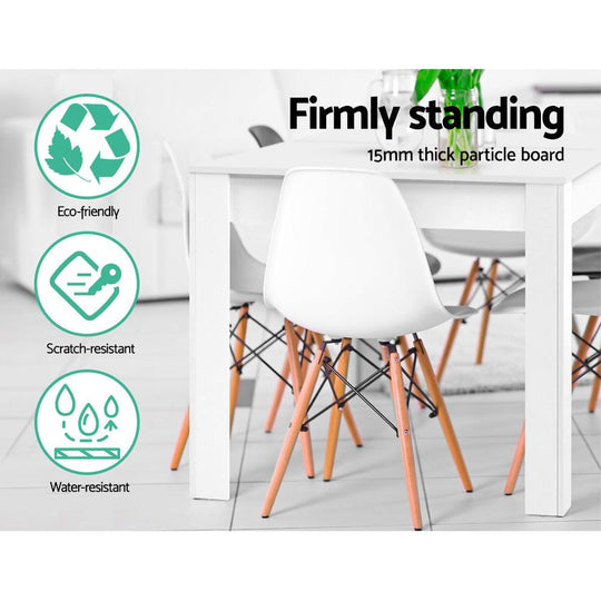 Buy Artiss Dining Table Rectangular 4 Seater 120CM White Natu discounted | Products On Sale Australia