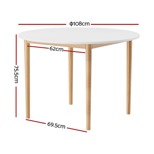 Buy Artiss Dining Table Round White 108CM Diameter Demi discounted | Products On Sale Australia