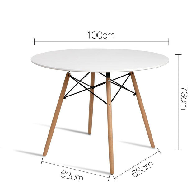 Buy Artiss Dining Table Round White 4 Seater 100CM discounted | Products On Sale Australia