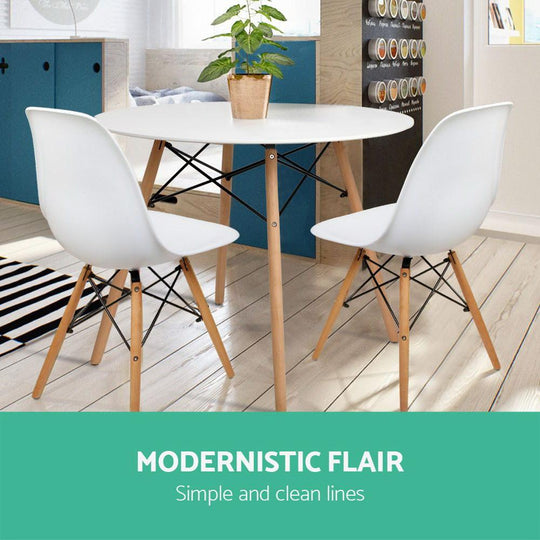 Buy Artiss Dining Table Round White 4 Seater 100CM discounted | Products On Sale Australia