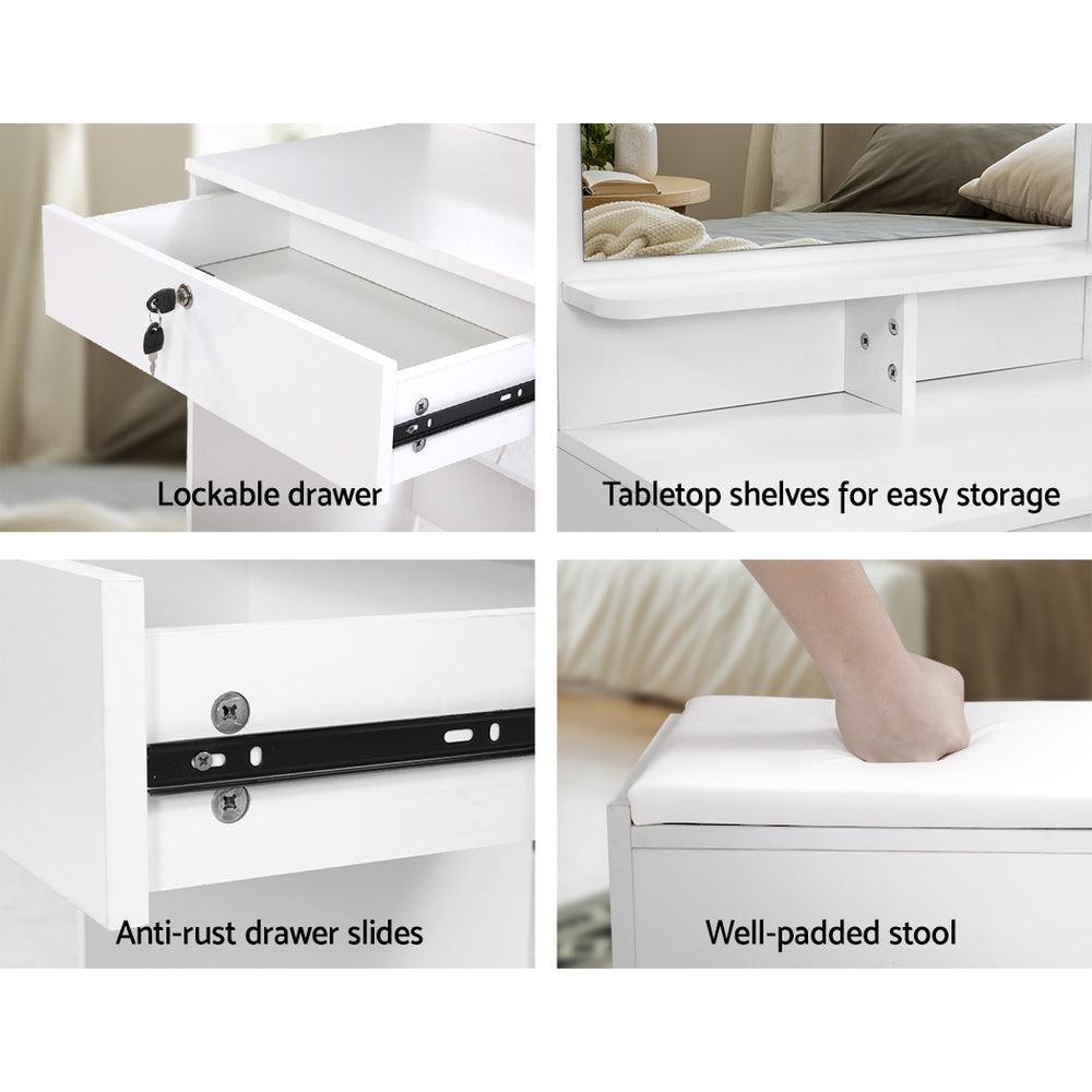 Buy Artiss Dressing Table Stool Set 4 Drawers White discounted | Products On Sale Australia