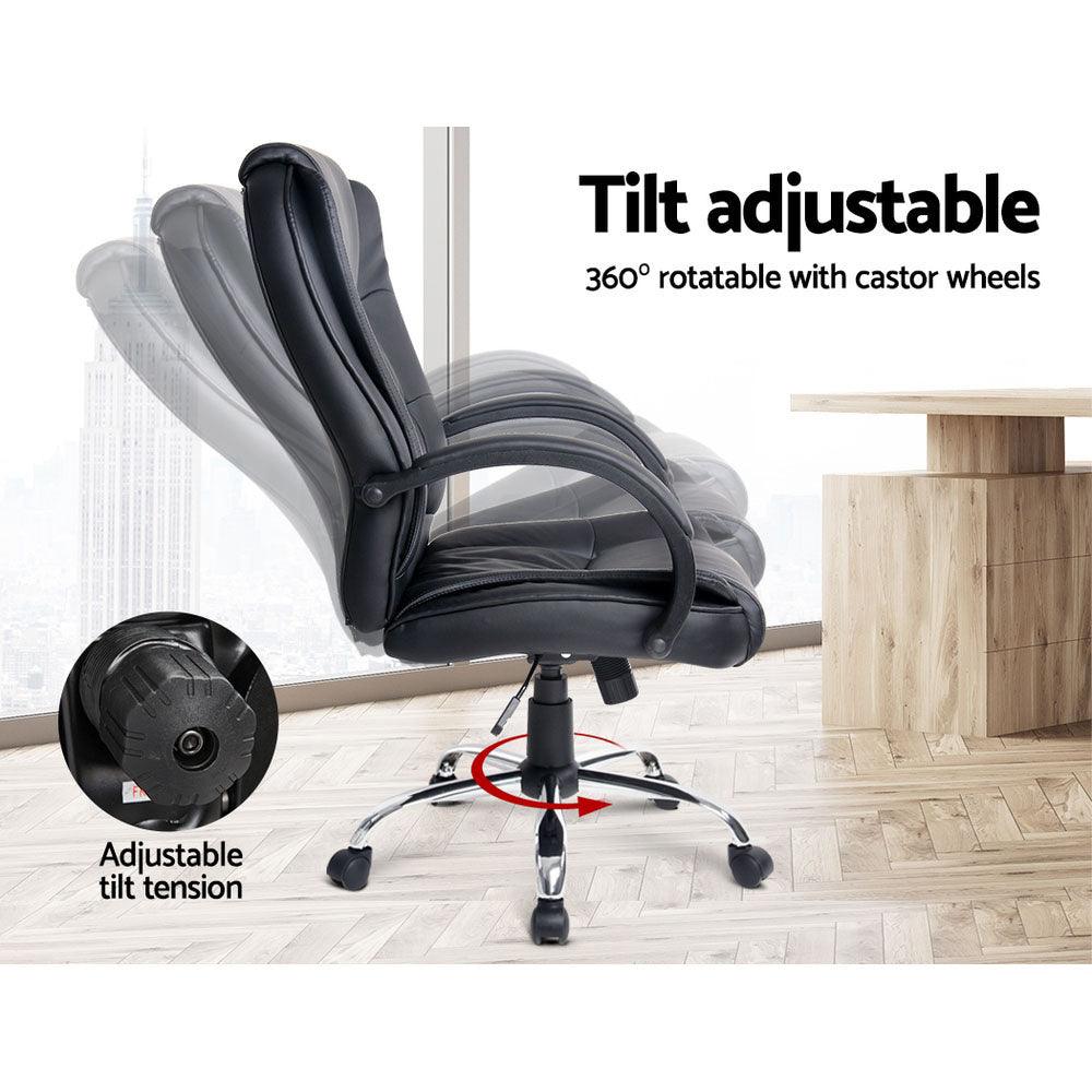 Buy Artiss Executive Office Chair Leather Tilt Black discounted | Products On Sale Australia