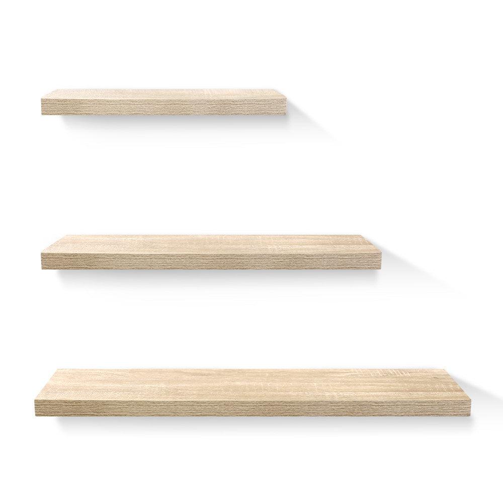 Buy Artiss Floating Wall Shelf Set of 3 Oak discounted | Products On Sale Australia