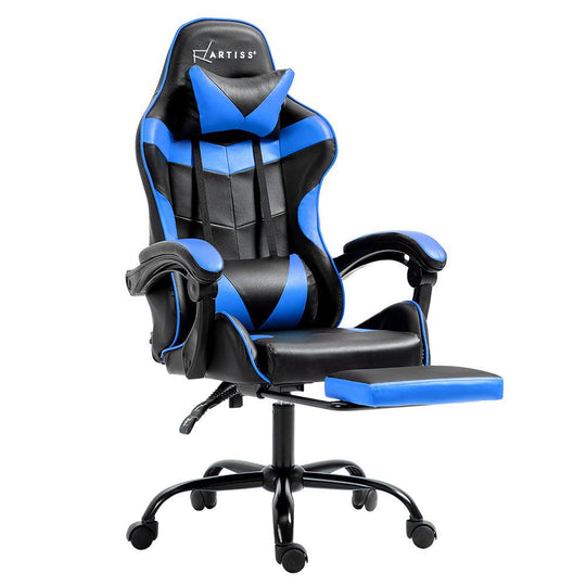 Buy Artiss Gaming Office Chair Recliner Footrest Blue discounted | Products On Sale Australia