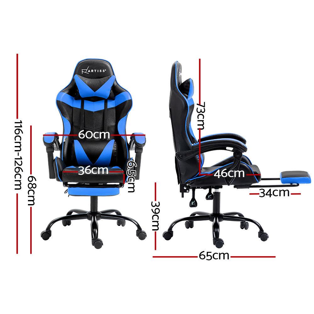 Buy Artiss Gaming Office Chair Recliner Footrest Blue discounted | Products On Sale Australia