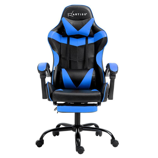 Buy Artiss Gaming Office Chair Recliner Footrest Blue discounted | Products On Sale Australia