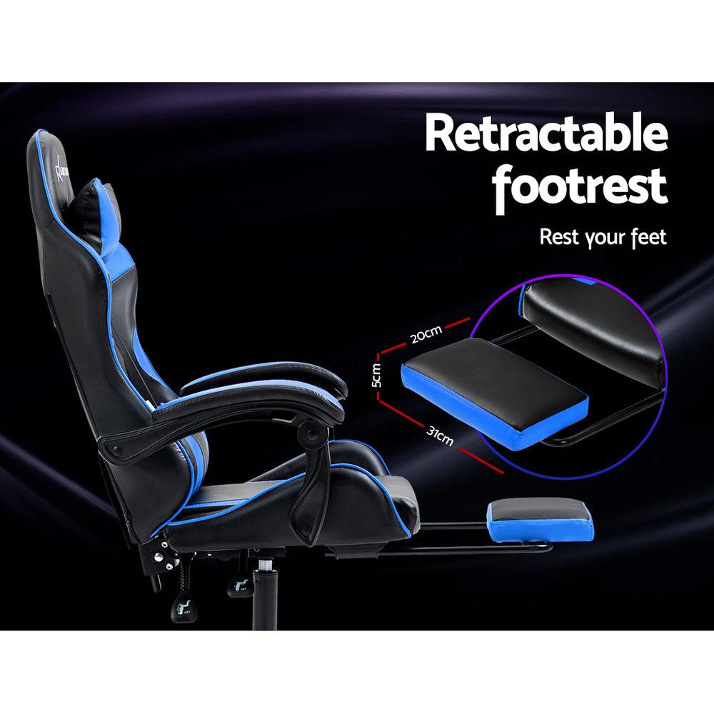 Buy Artiss Gaming Office Chair Recliner Footrest Blue discounted | Products On Sale Australia