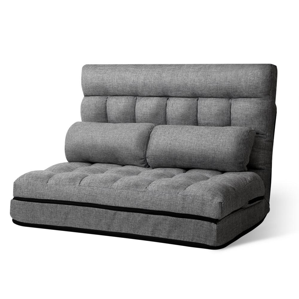 Buy Artiss Lounge Sofa Bed 2-seater Grey Fabric | Products On Sale Australia