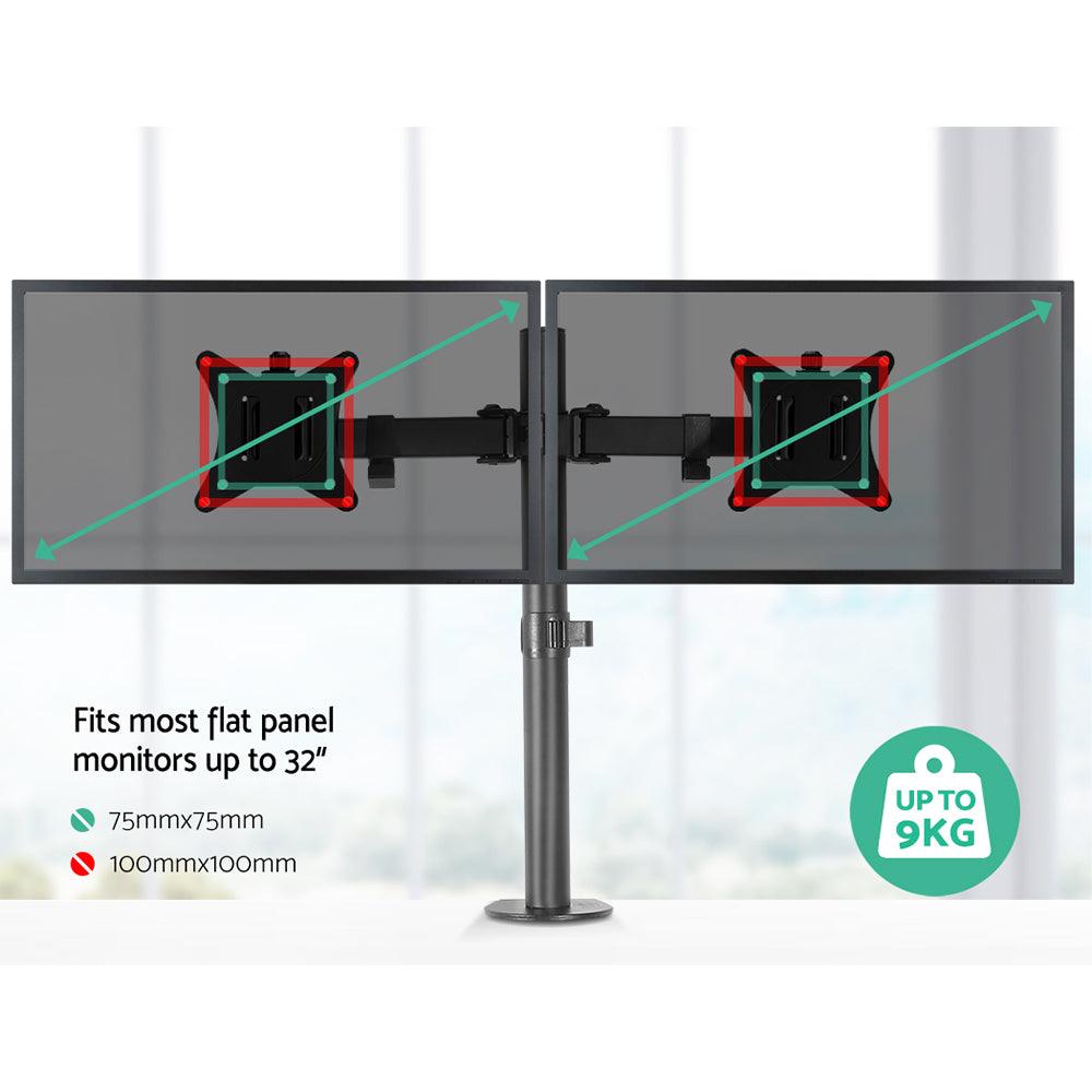 Buy Artiss Monitor Arm Mount Dual 32" Black discounted | Products On Sale Australia