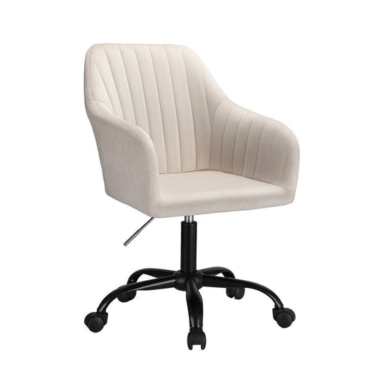 Buy Artiss Office Chair Velvet Seat Cream discounted | Products On Sale Australia