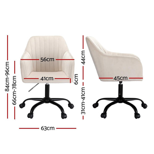 Buy Artiss Office Chair Velvet Seat Cream discounted | Products On Sale Australia