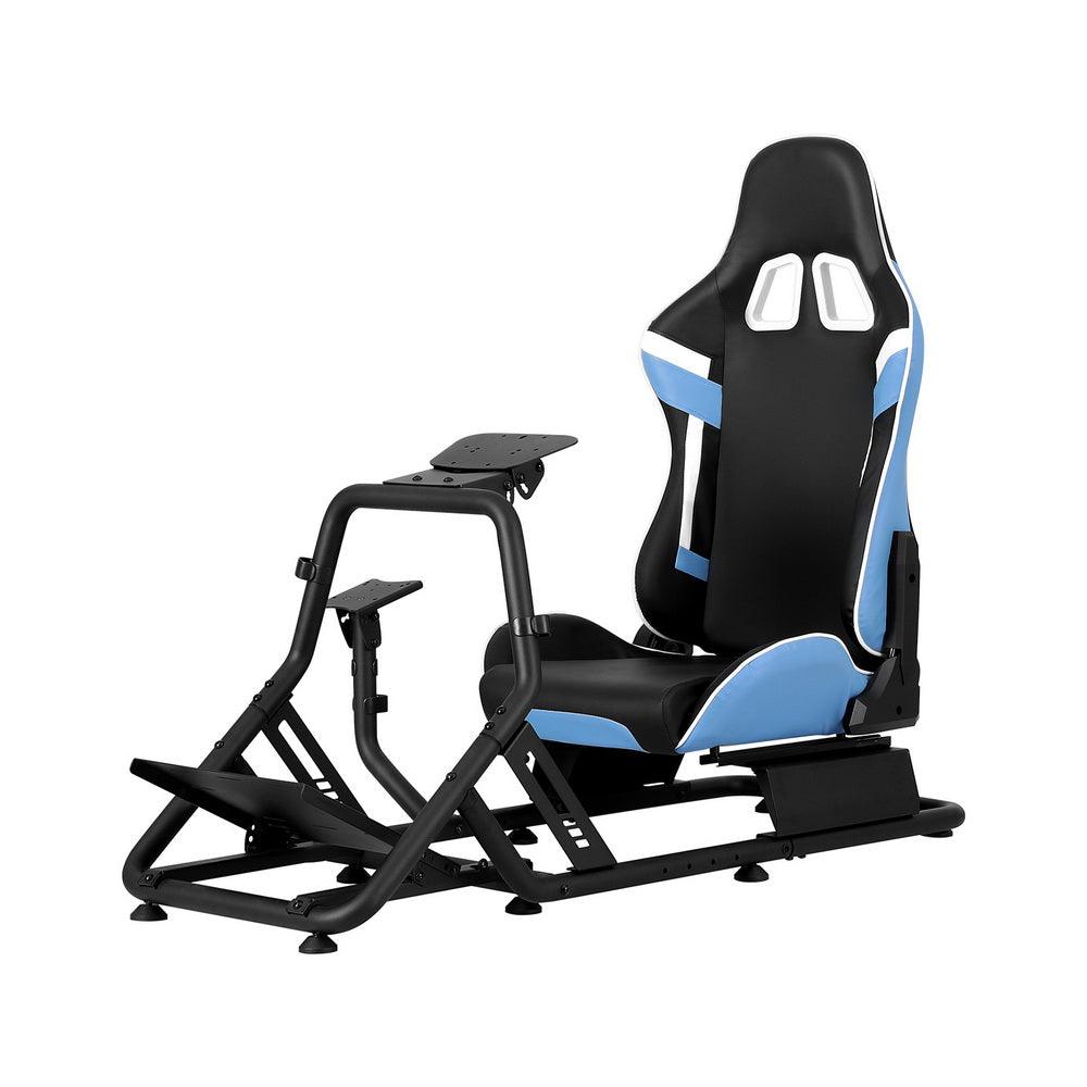 Buy Artiss Racing Simulator Cockpit Steering Wheel Gaming Chair Blue discounted | Products On Sale Australia