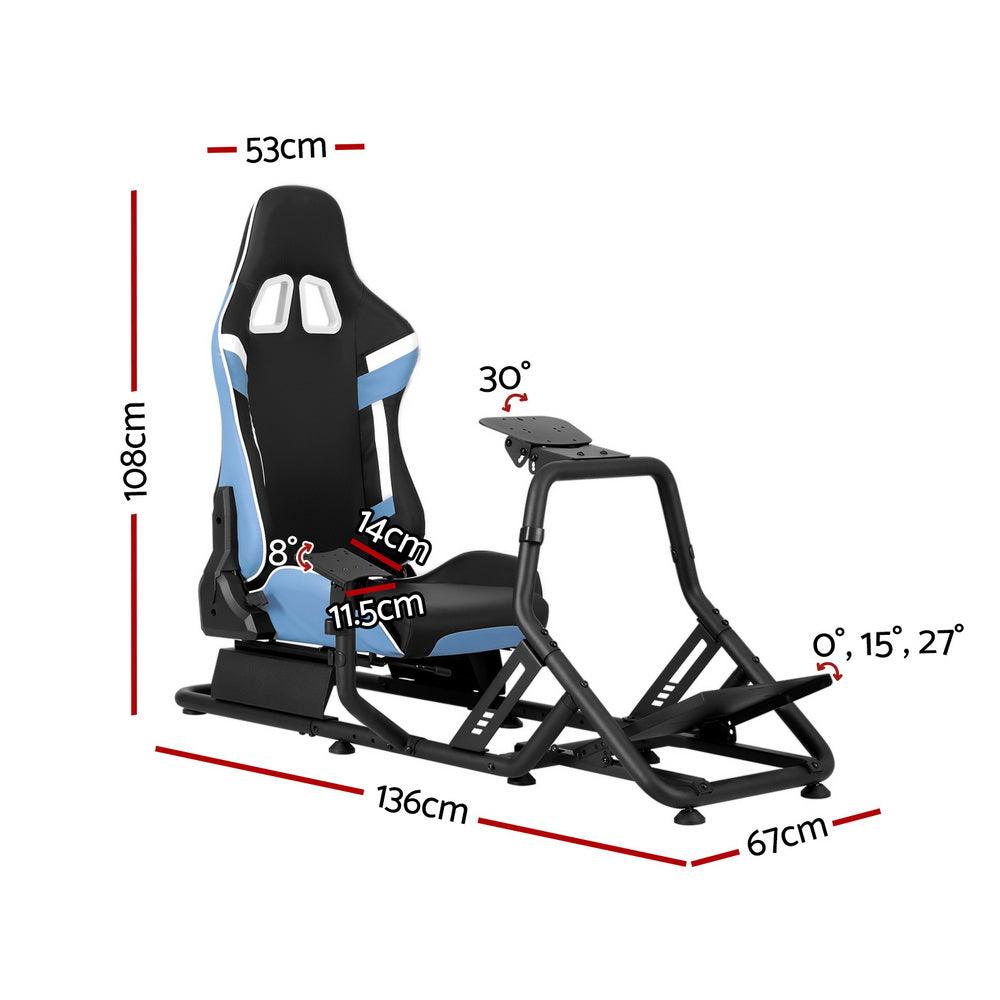 Buy Artiss Racing Simulator Cockpit Steering Wheel Gaming Chair Blue discounted | Products On Sale Australia