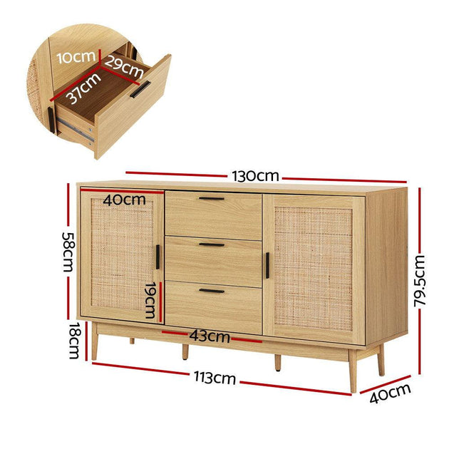 Artiss Rattan Buffet Sideboard - BRIONY Oak Products On Sale Australia | Furniture > Living Room Category