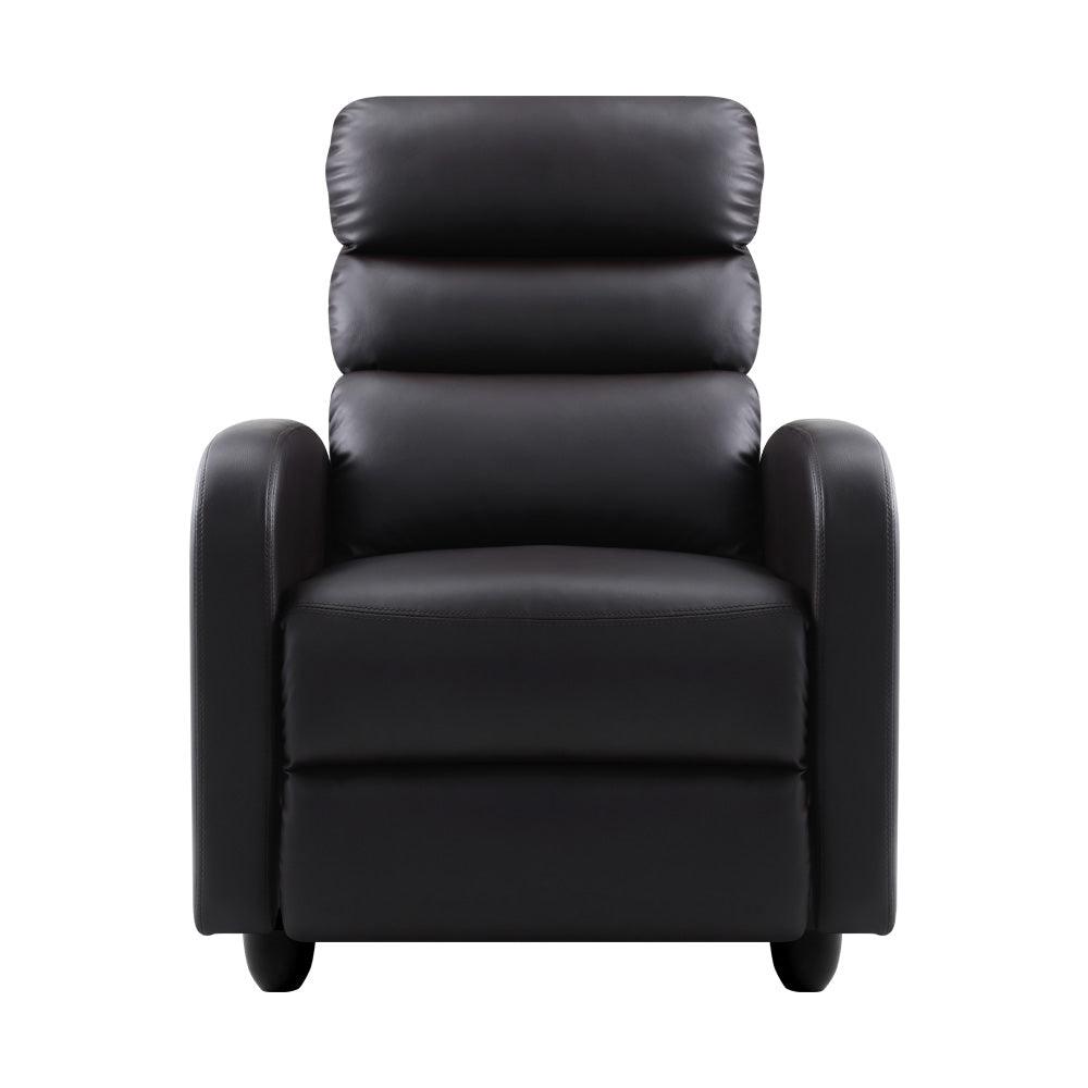 Buy Artiss Recliner Armchair Brown Faux Leather Bolivia discounted | Products On Sale Australia