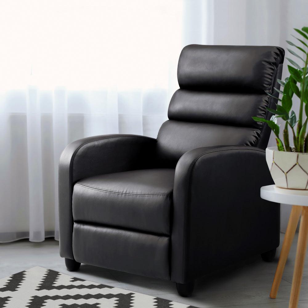 Buy Artiss Recliner Armchair Brown Faux Leather Bolivia discounted | Products On Sale Australia