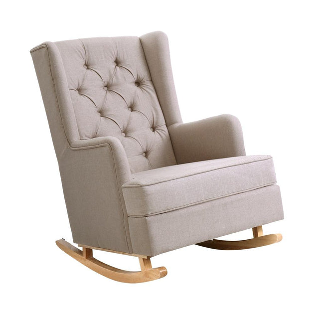 Buy Artiss Rocking Chair Armchair Linen Fabric Beige Gaia discounted | Products On Sale Australia