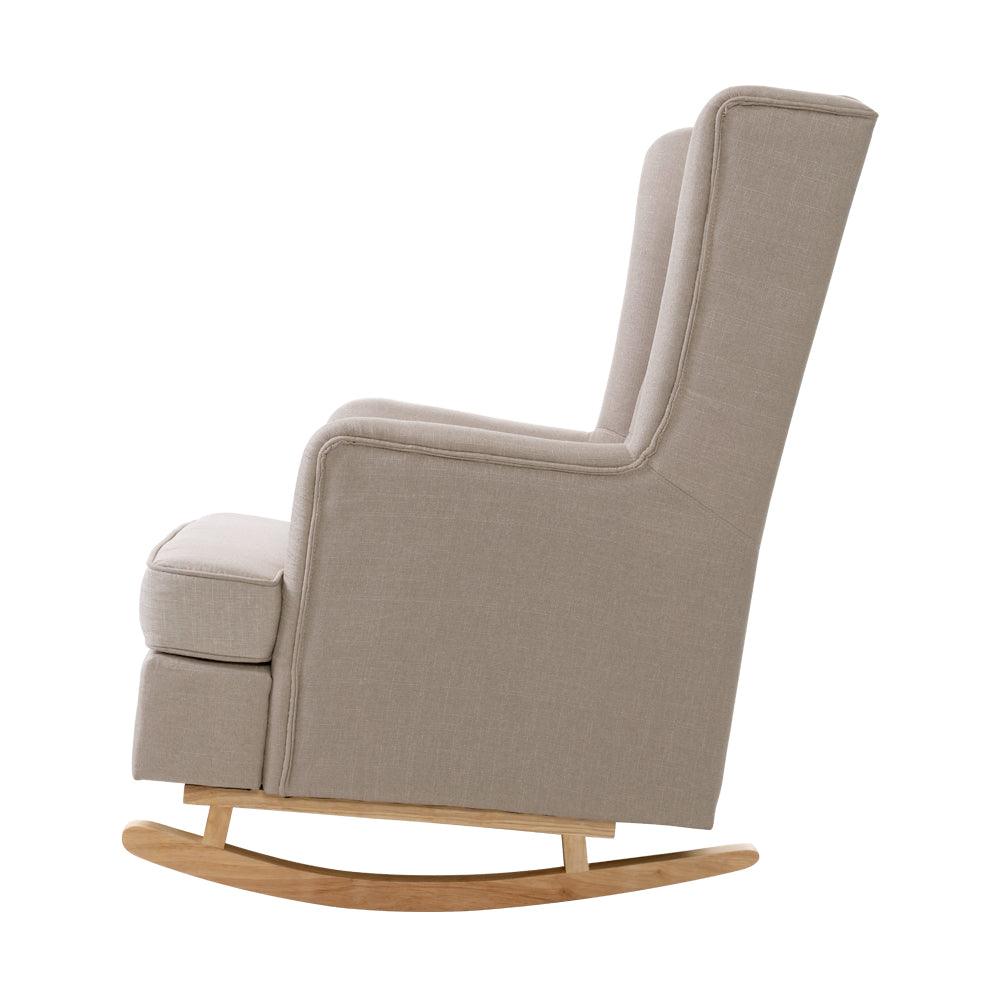 Buy Artiss Rocking Chair Armchair Linen Fabric Beige Gaia discounted | Products On Sale Australia