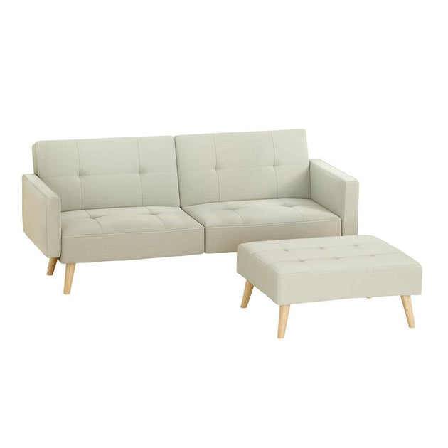 Buy Artiss Sofa Bed Ottoman 200CM Beige Faux Linen discounted | Products On Sale Australia