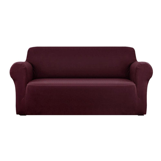Buy Artiss Sofa Cover Couch Covers 3 Seater Stretch Burgundy | Products On Sale Australia