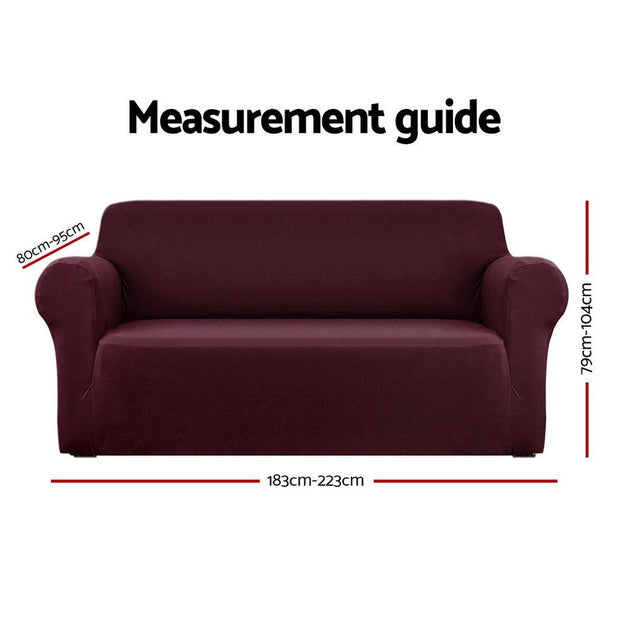 Buy Artiss Sofa Cover Couch Covers 3 Seater Stretch Burgundy | Products On Sale Australia