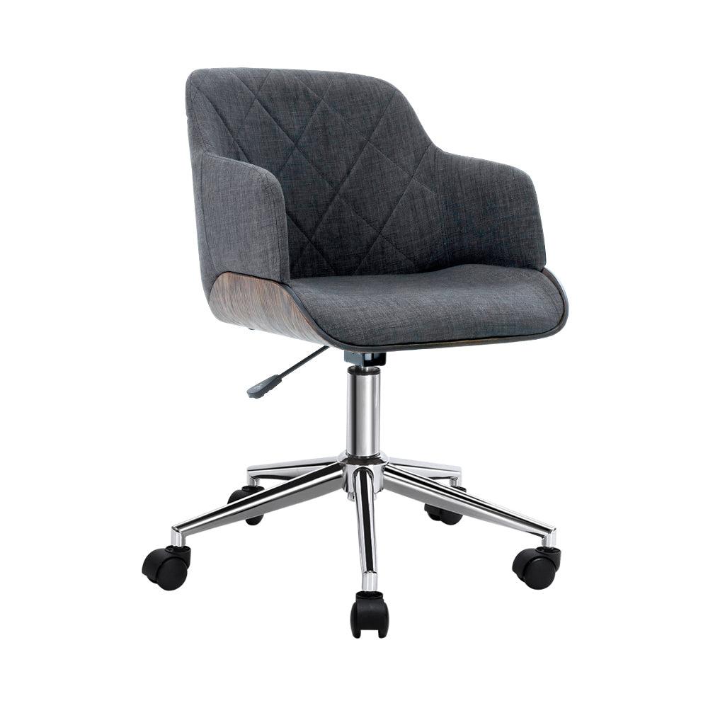 Buy Artiss Wooden Office Chair Fabric Seat Grey discounted | Products On Sale Australia