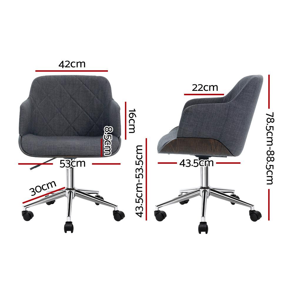 Buy Artiss Wooden Office Chair Fabric Seat Grey discounted | Products On Sale Australia